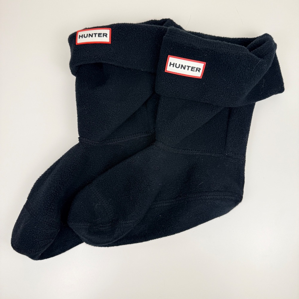Hunter Black Fleece Boot Socks with Red Logo Trim